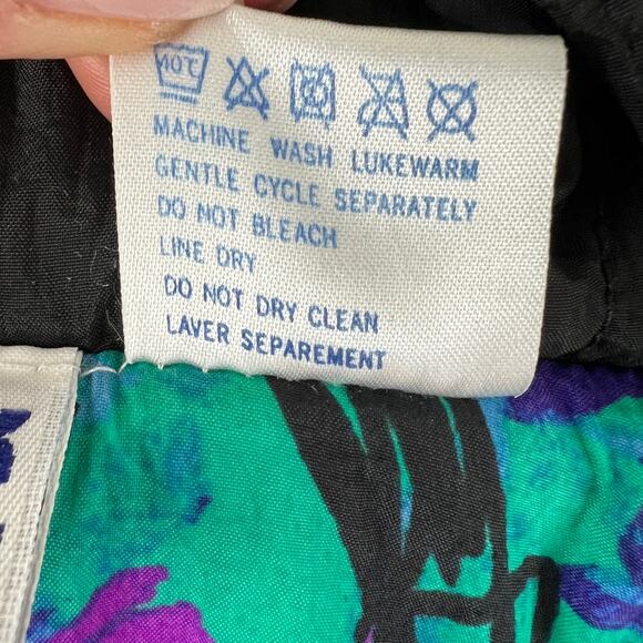 VINTAGE Reebok Black Zip Front Retro Print Quilted Windbreaker Jacket Size L VTG - Picture 9 of 9